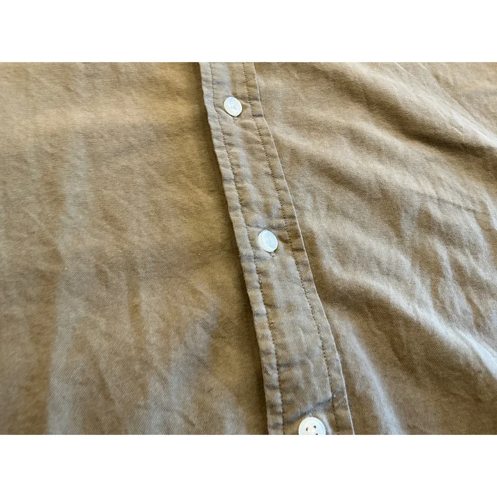 Polo Ralph Lauren Button Down Shirt Olive Brown Cotton Long Sleeve Mens Medium